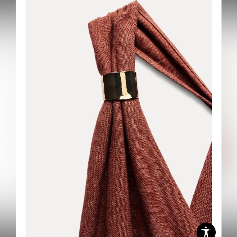 100% LINEN MIDI DRESS - Picture 7 of 12